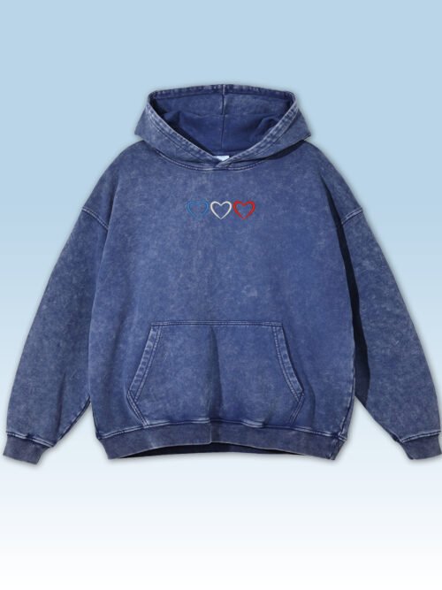 Bluza oversize z kapturem Serca w kolorach Francji